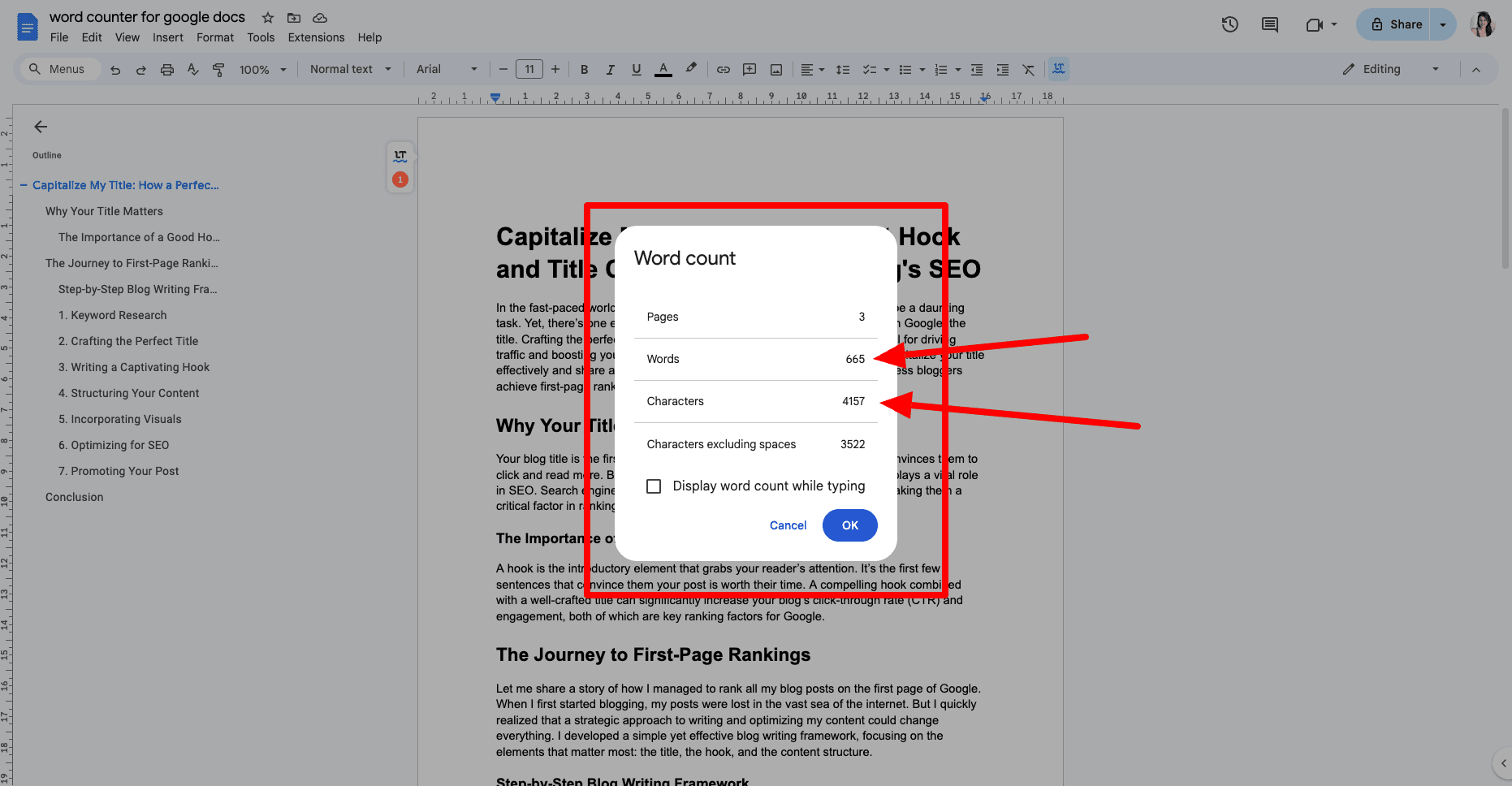 Word Count On Google Docs